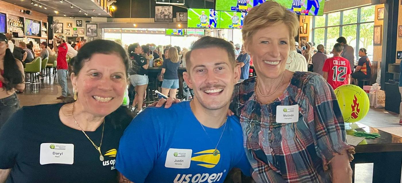 Daryl Hall, Justin Hensley and Melinda Hampton of the HTA staff at the US Open watch party