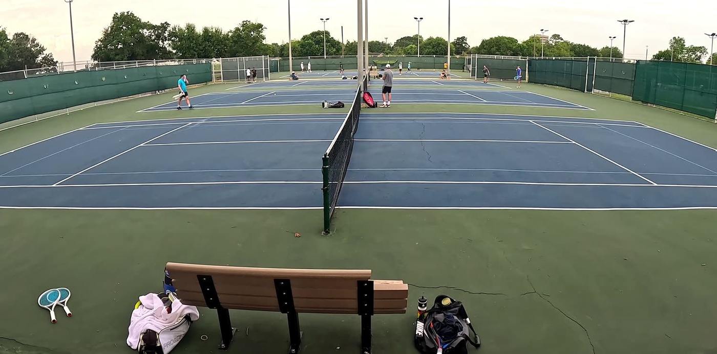 Three lines of doubles on a Houston public court